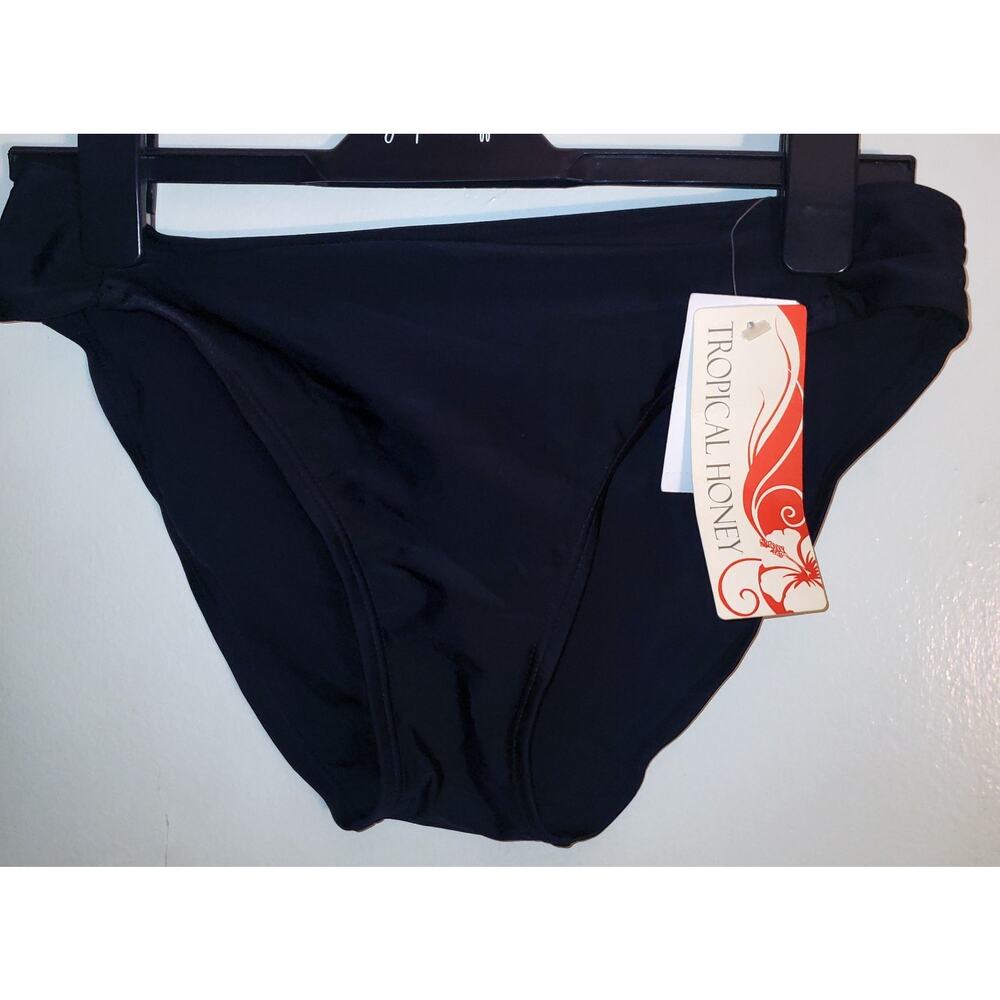 Tropical Honey Womens Solid Black Bikini Bottoms Size 10 NEW